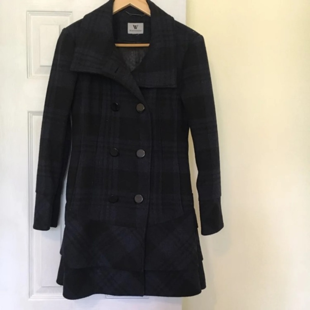 Worthington Navy Plaid Peacoat Winter coat